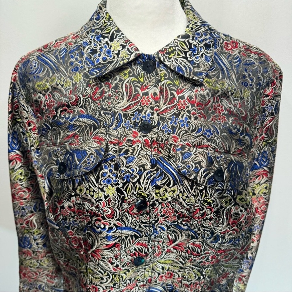 Chico's Multicolor Floral Varsity Jacket